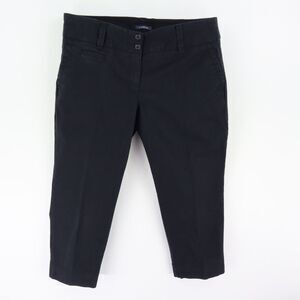Lands' End Capri Pants Womens 16 Black Cotton Blend Pockets Flat Front Low Rise‎